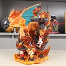 Anime Charizard Fire Family Bucket Lightable Figure Statue Boxed PVC Model Toys
