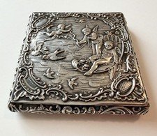 Antique Embossed German 800 Silver Cigarette Case Circa 1900 Intricate 85.90g