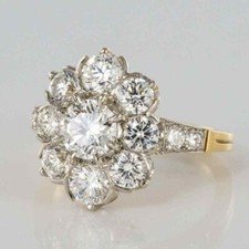 Art Deco Antique 2.20Ct White Diamond Vintage Engagement Ring 14K Yellow Gold FN