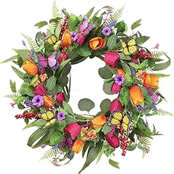 artificial tulip spring wreath