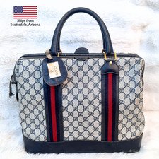 Auth Vintage GUCCI GG Doctor Bag Boston Duffle Tote Travel Satchel Womens Mens