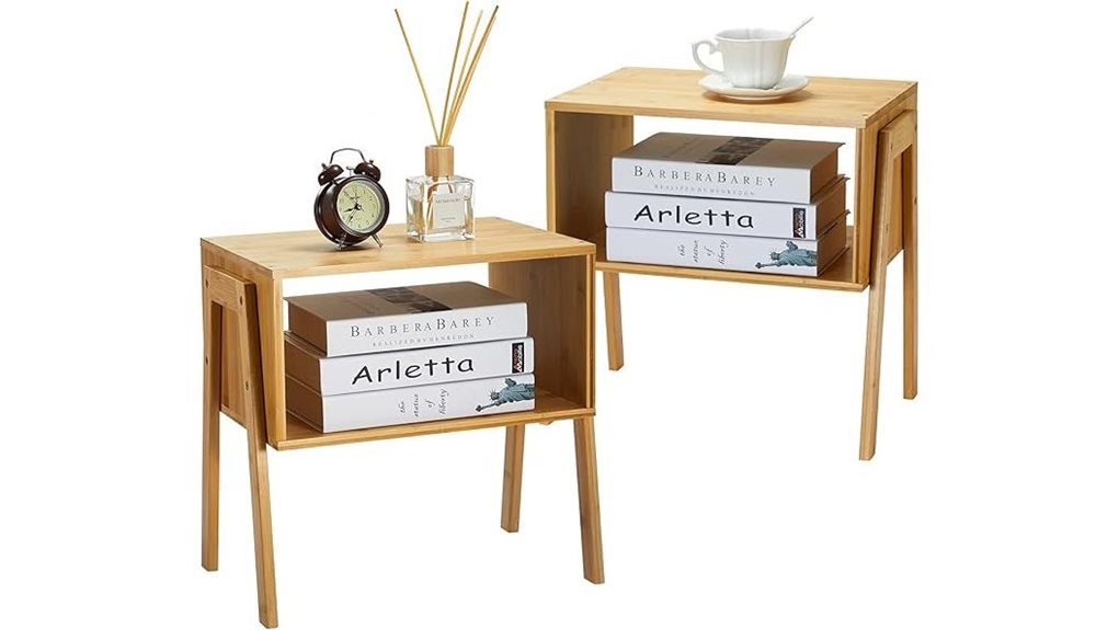 bamboo stackable end tables