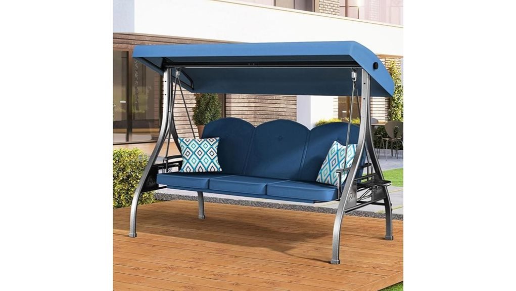 blue canopy patio swing