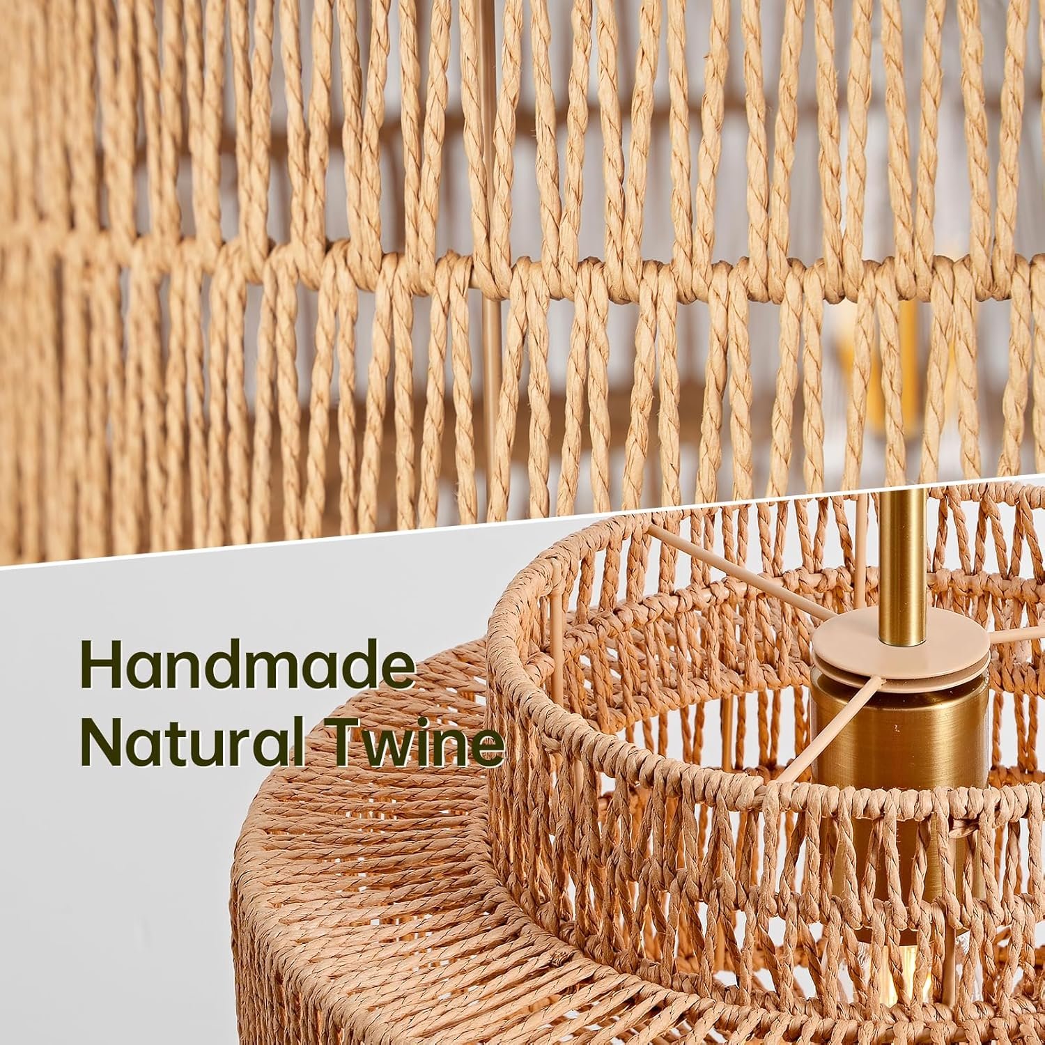 Boho Rattan Chandelier Pendant Light Fixture