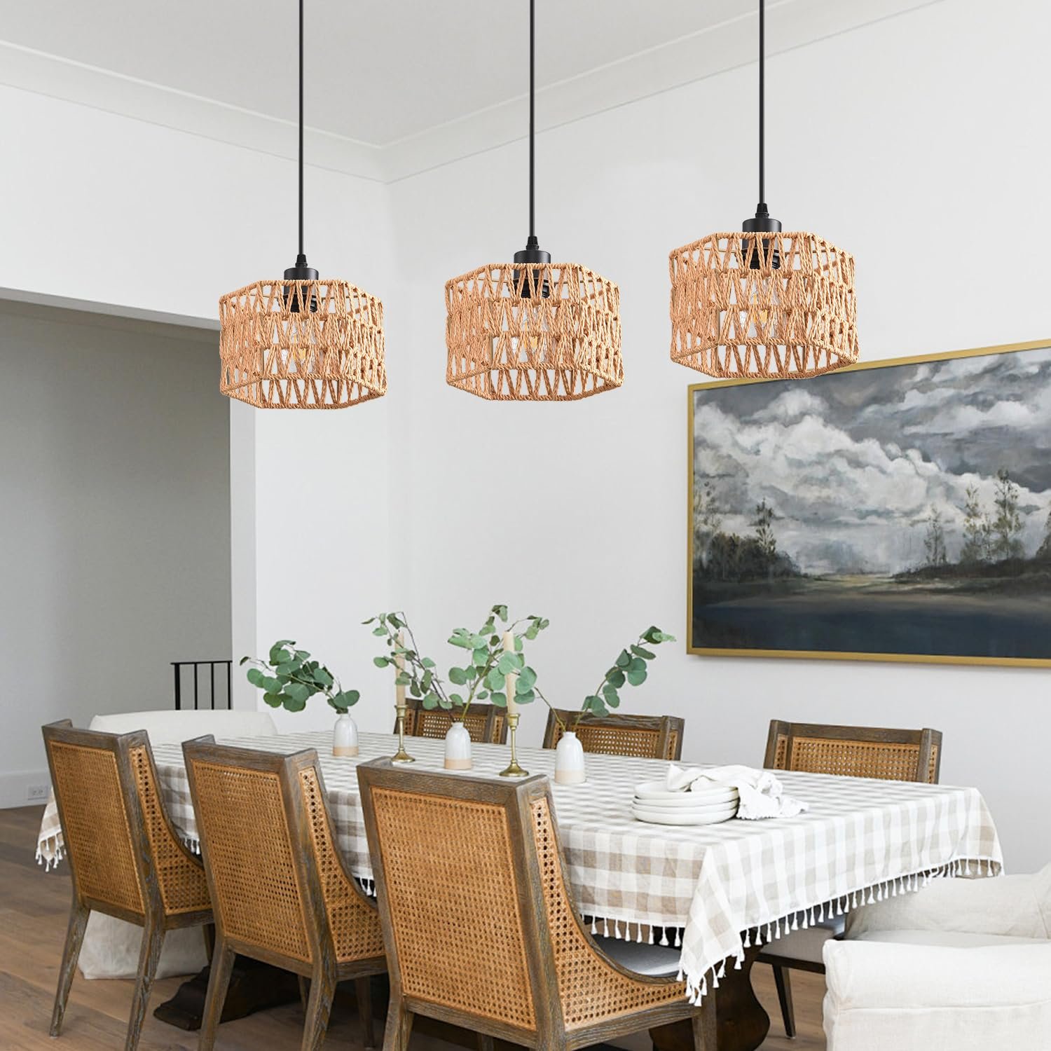 Boho Woven Pendant Light Chandelier