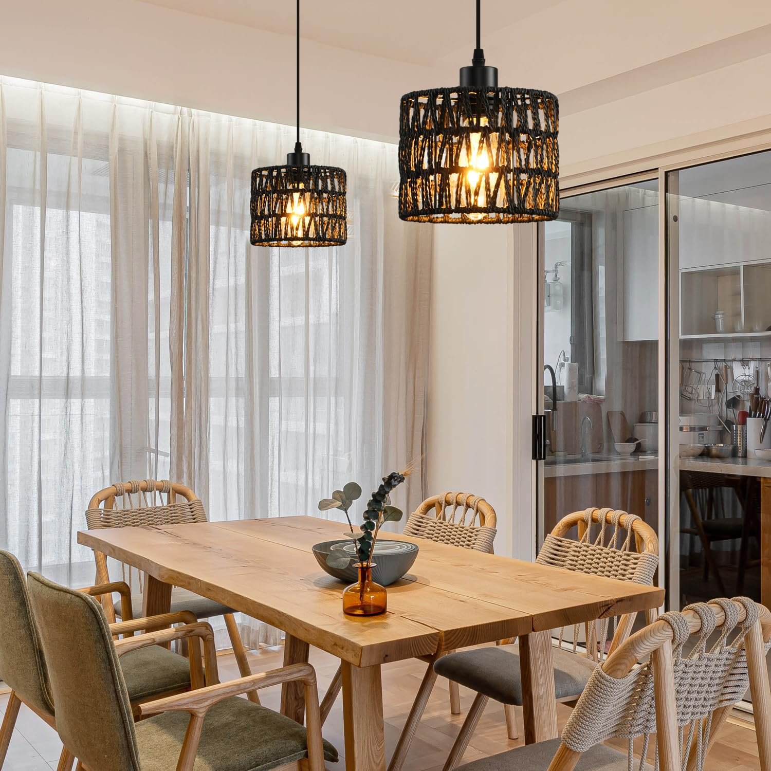 Boho Woven Pendant Light Chandelier