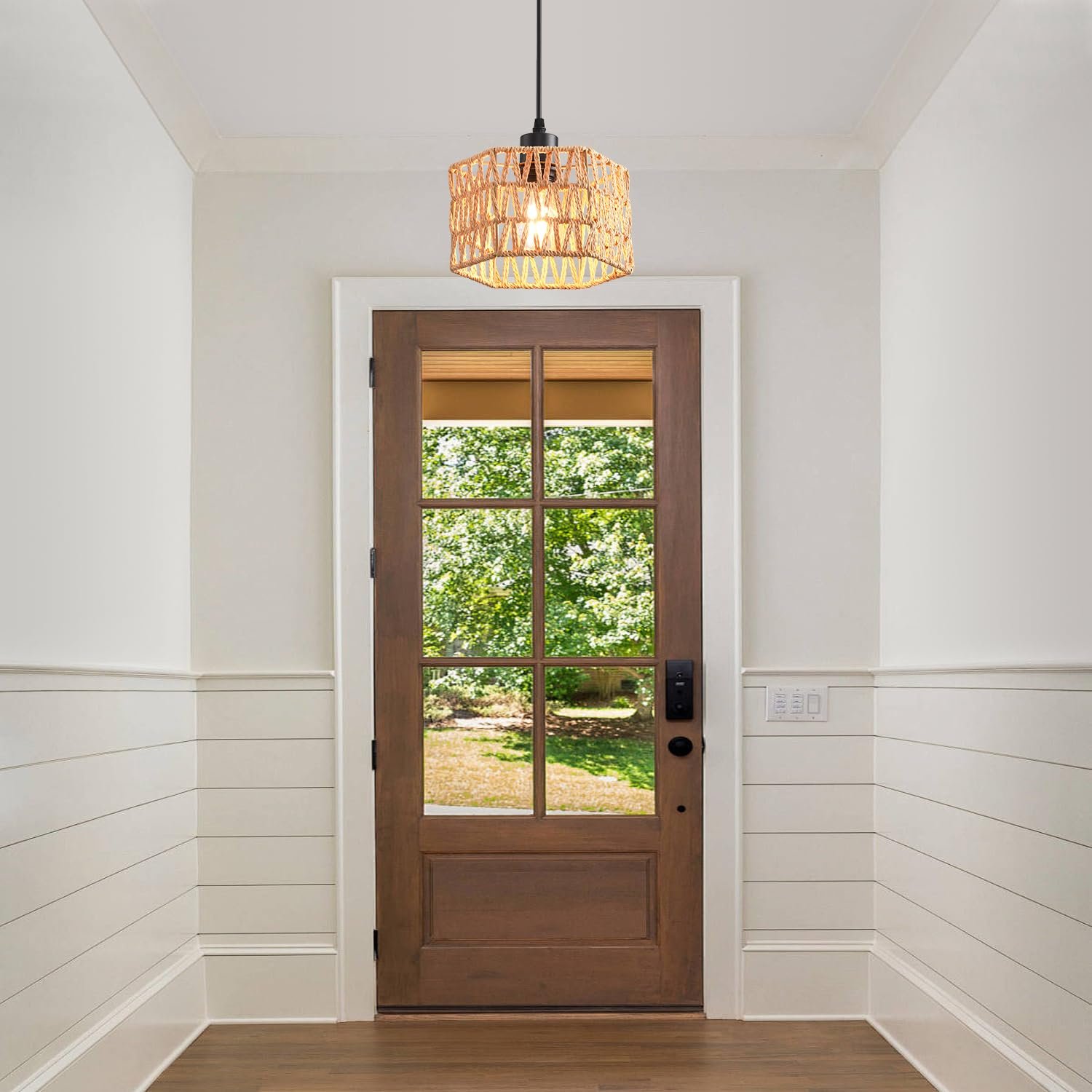 Boho Woven Rattan Pendant Chandelier Light