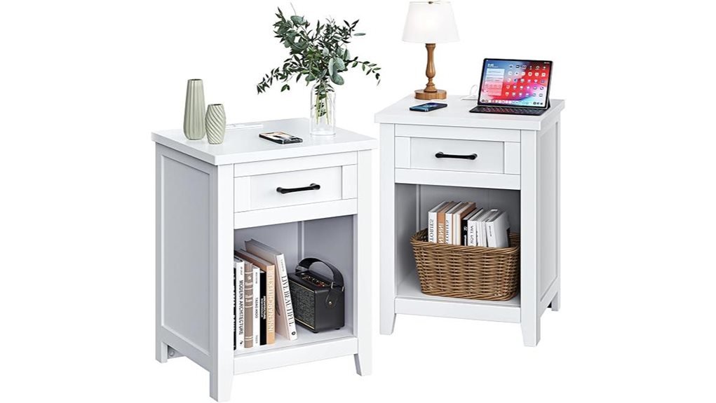 charging farmhouse nightstand set