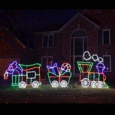 Christmas Outdoor Decoration Santa's Toy Train LED Wireframe Yard Art 17ft Large