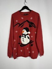 CHRISTMAS SNOWMAN Jumper - Large - Red - Great Condition -Men’s