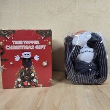 Christmas Tree Topper Plush Jack Hugger Black White Stripe Decor New