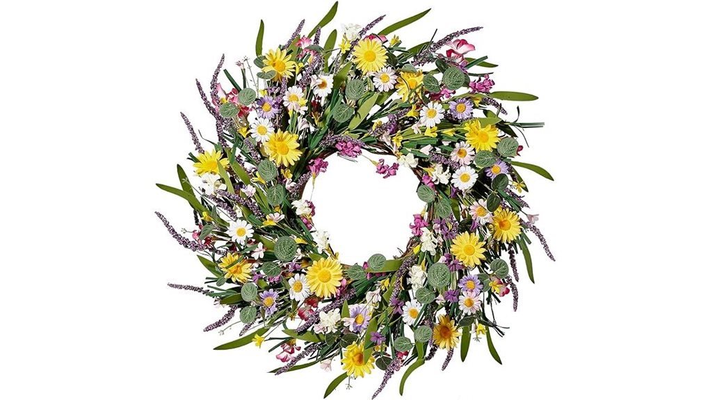 daisy and lavender wreath