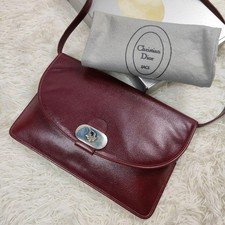 Dior Handbag Shoulder Bag Clutch Leather Logo Hardware 28cm Vintage