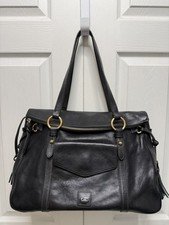 Dooney & Bourke Large Florentine Leather Foldover Tassel Satchel Black