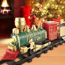 Electric Christmas Train Set Tree Surround Track Battery Sound Light Santa