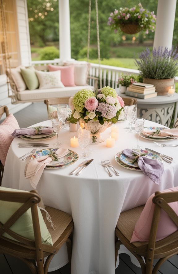 elegant porch brunch setting
