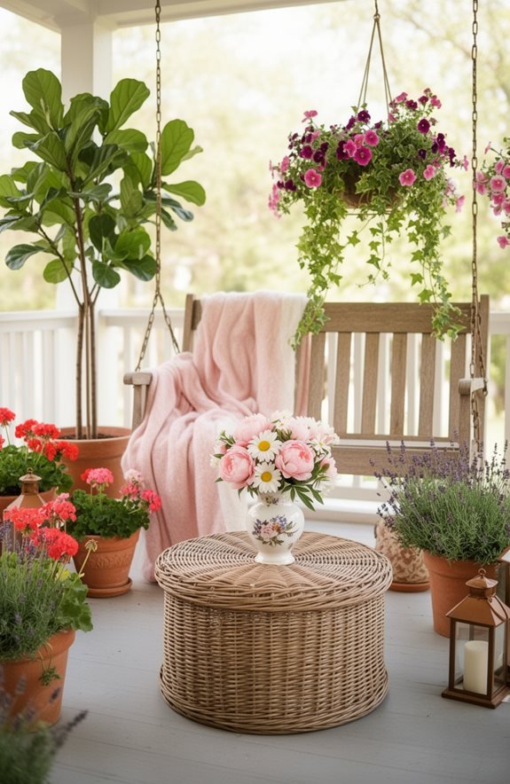 elevated botanical porch arrangement