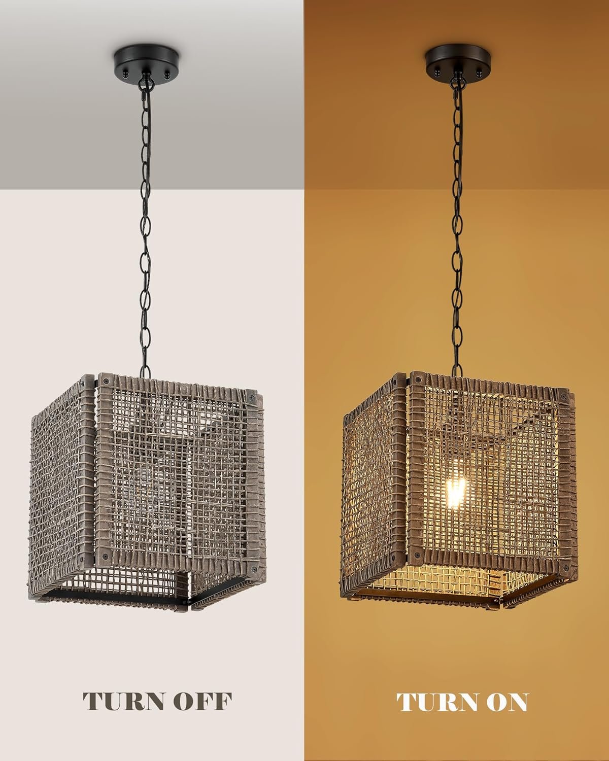 ELYONA Handwoven Rattan Chandelier Pendant Light