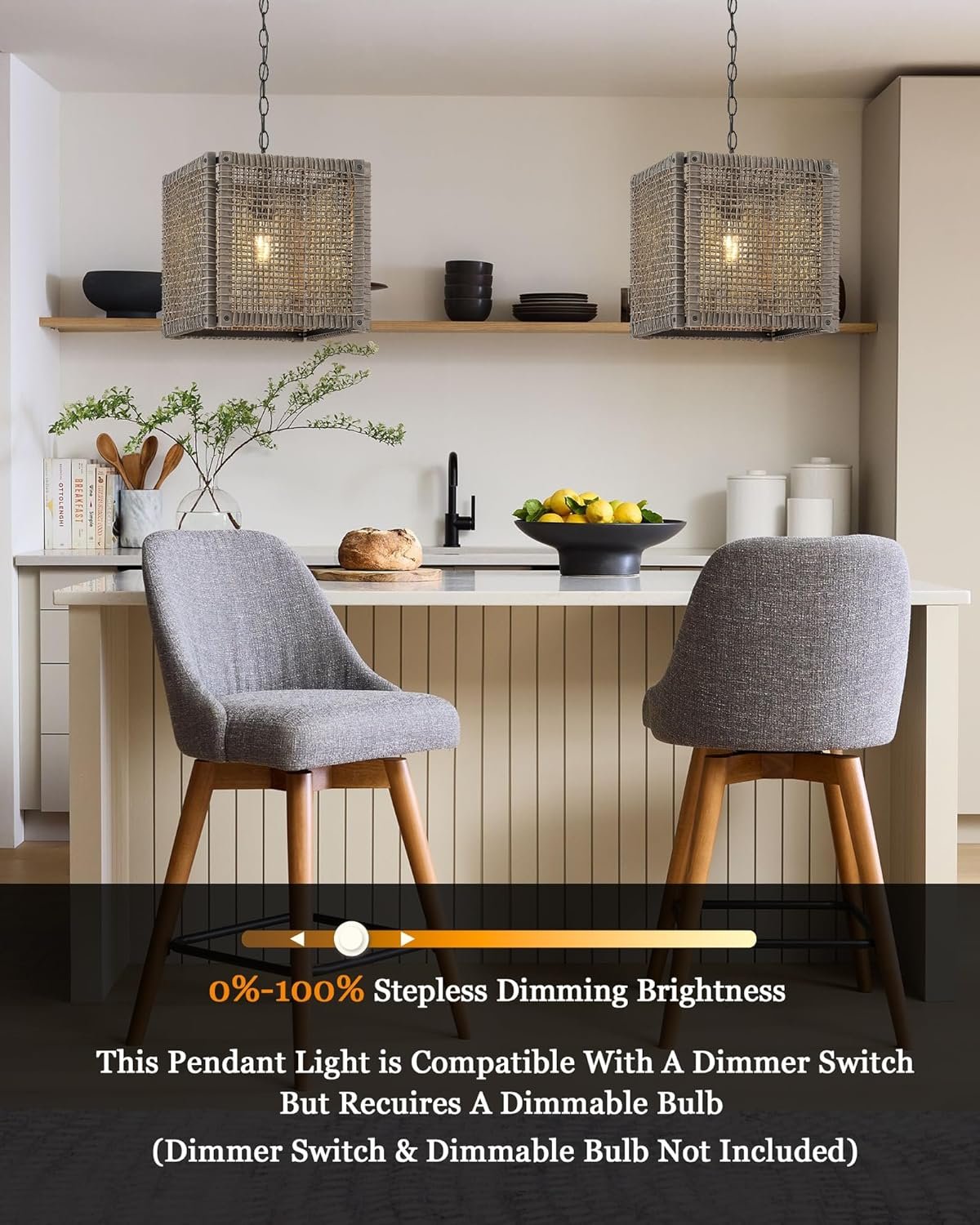 ELYONA Handwoven Rattan Chandelier Pendant Light