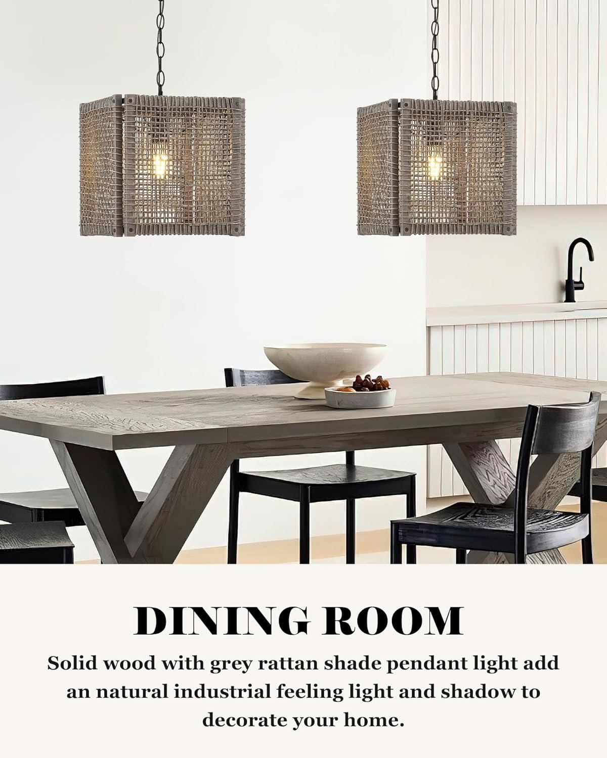 ELYONA Handwoven Rattan Chandelier Pendant Light