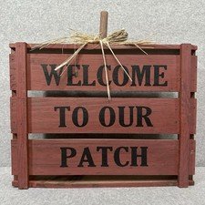 Fall Autumn Decor Fruit Crate “Welcome To Our Patch” Rustic House Porch Pumpkin