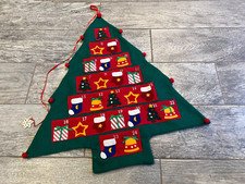 Felt Christmas Tree Advent Calendar 22" Pockets Hanging Vintage Handmade Custom