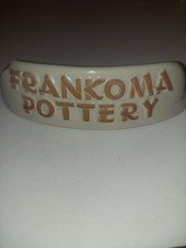 FRANKOMA POTTERY Dealer Display Sign Table Or Shelf (White w/Brown) Collectible