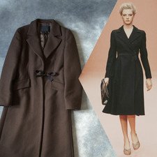 F/W 2000 Prada RUNWAY Chocholate Wool Laces Bow Coat Women VINTAGE