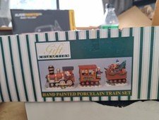 Gift Collection Hand-painted Porcelain Train Set With Santa