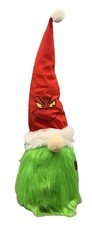 Gnome Christmas Tree Topper Hugger Holding Grinch Lighted 10" Tall NEW