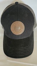 Indian Motorcycle Cap. Black With 1901 Brown Leather Logo. Adjustable Strap.