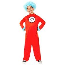 InSpirit Boys Dr. Seuss Thing 1 & 2 Jumpsuit & Wig Halloween Costume