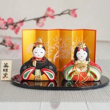 Japanese Hina Doll Set Vintage Style Hinamatsuri Display S Pottery Yakushigama