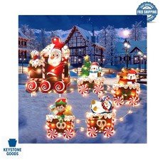 Magical 5-Carriage Christmas Train Decoration Set with LED Lights - Outdoor Use