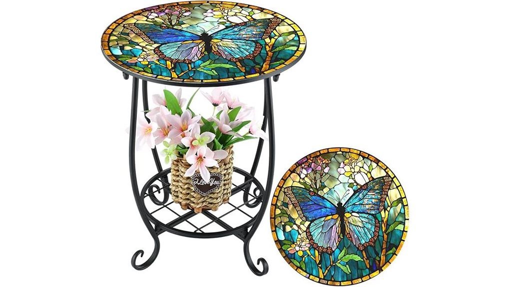 mosaic butterfly side table