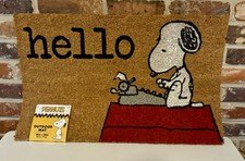 NEW & RARE⌨️Peanuts Snoopy Typewriter HELLO Outdoor Coir Door Mat 18 x 28Gift