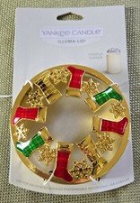 New Yankee Candle Christmas Stockings Multi-Color Holiday Illumalid Jar Topper