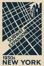 New York Subway Expansion Poster c1930s - Vintage Urban Design, Rare Reprint