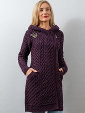 NWT Aran Crafts Heart Design Hooded Coat HD4918 , Choose Color & Size . SALE