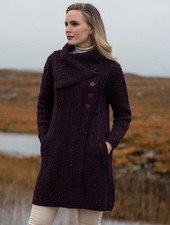 NWT Aran Sweaters For Women Large Collar Aran Coat Full Color And Size !!