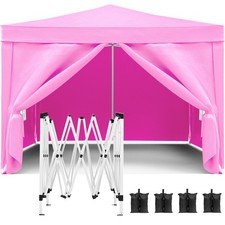 Pink 10x20 Carport Canopy w/ Sidewalls Party Wedding BBQ Gazebo Commercial Tent