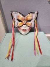 Porcelain Ceramic Masquerade Wall Face Mask Butterfly Theme