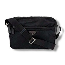 Prada Tessuto Nylon Triangle Logo Black Crossbody Bag Authentic Vintage