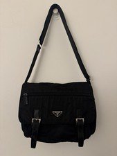 PRADA Tessuto Vintage Nylon Messenger Crossbody Bag Black
