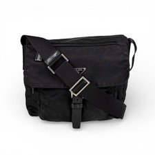 Prada Triangle Logo Tessuto Nylon Black Crossbody Bag Authentic Vintage