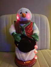RARE 2004-Gemmy Spinning Snowflake Snowman With Red Vest & Box ☃️Works Great!!
