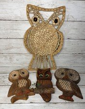 Set Of 4 Vintage Wall Owl Decor Boho Kitschy
