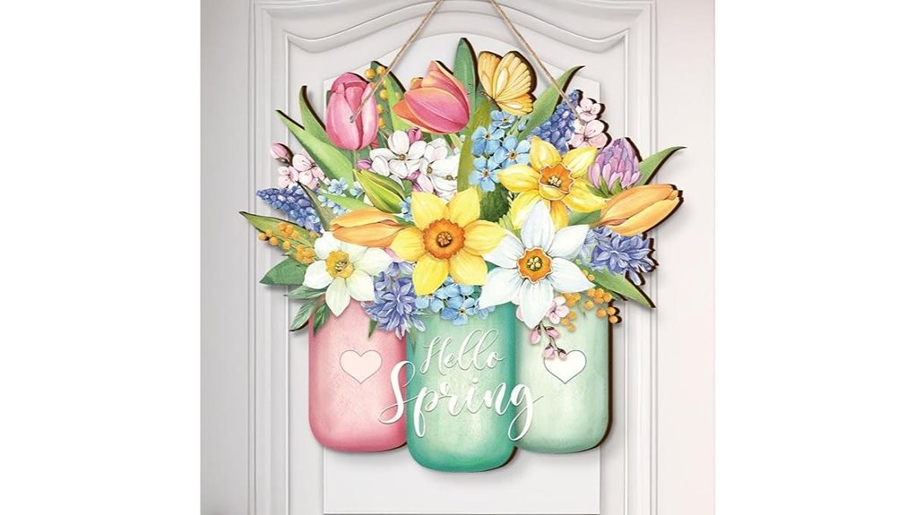 spring flower welcome sign