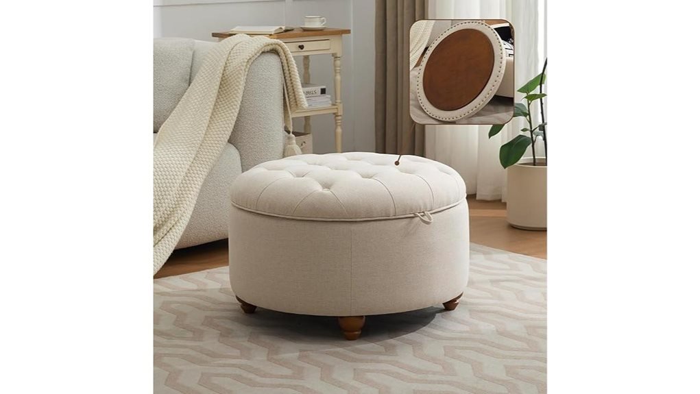 tufted round storage ottoman