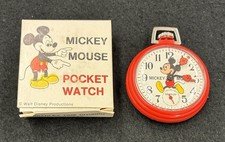 Vintage 1970s Bradley Mickey Mouse Pocket Watch in Original Box * Working